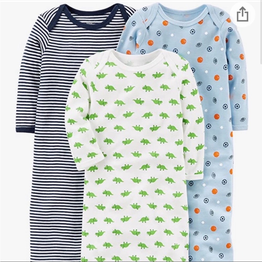 NWOT Carter’s Baby Sleep Gowns Bundle/lot of 3 Size 0-3 month